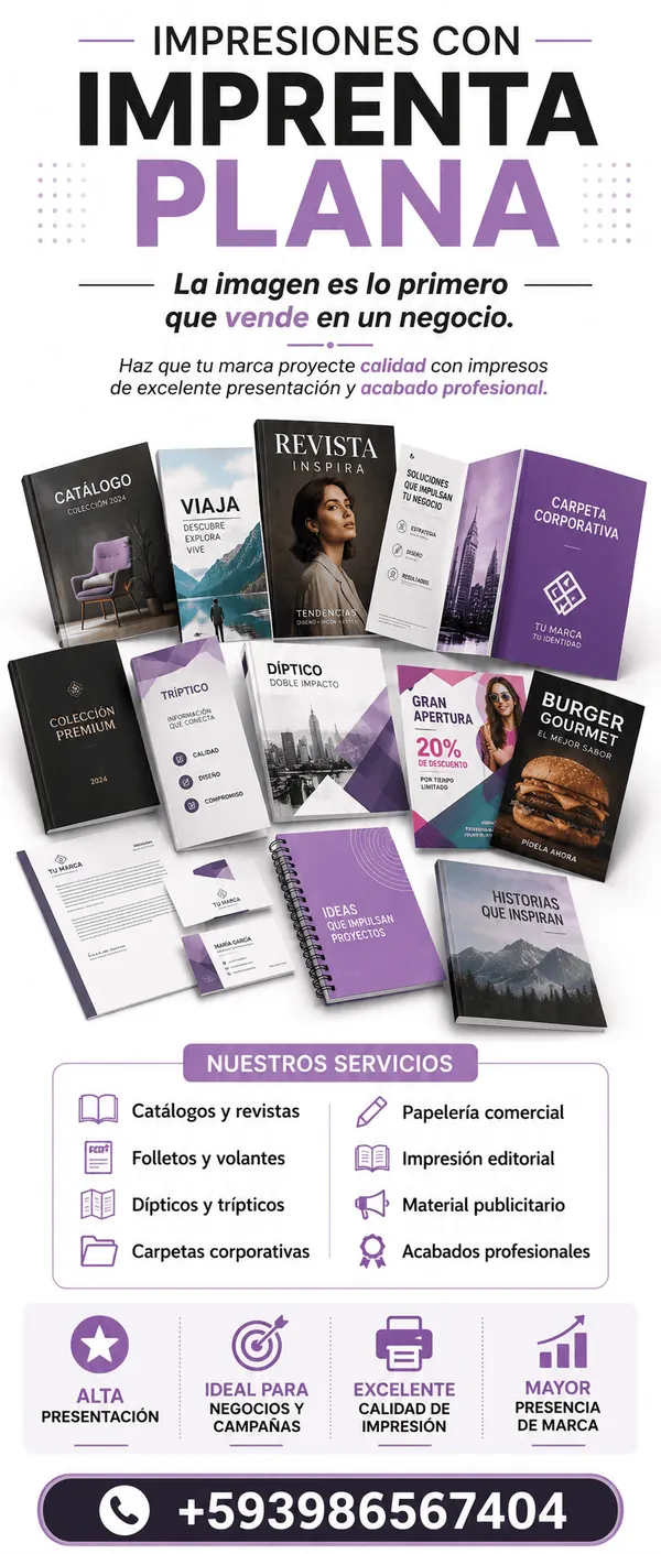 Afiche de IMPACTO: impresión plana de catálogos, revistas y papelería