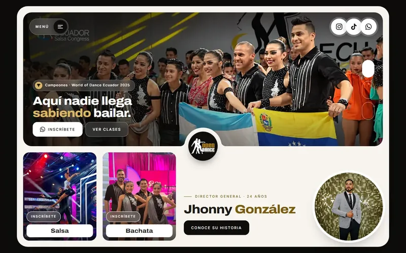 Portada de opendanceec.com: academia de salsa y bachata